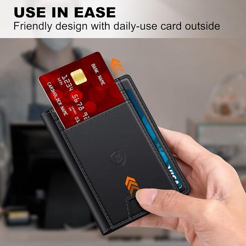 Wallet for Men 14-16 Cards, Minimalist Men Leather Wallet, Men's Front Pocket Bifold Wallets with Money Clip, Slim Thin Card Holder RFID Blocking Bill Folder & Magnetic Closure, Gifts for Men, Black in Saudi Arabia