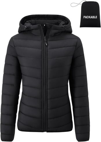 Gihuo Women's Packable Lightweight Hooded Puffer Jacket Quilted Winter Outdoor Jacket with Storage Bag in Saudi Arabia