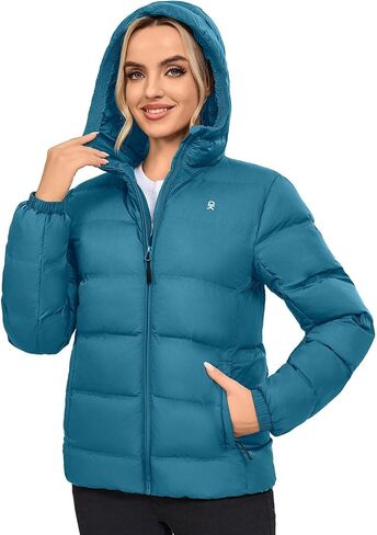 Little Donkey Andy Women's Hooded Puffer Jacket Full-Zip Winter Lightweight Windproof Warm Quilted Coat with Pockets in Saudi Arabia