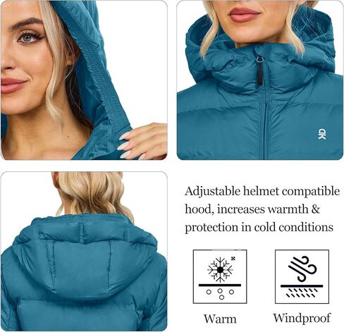 Little Donkey Andy Women's Hooded Puffer Jacket Full-Zip Winter Lightweight Windproof Warm Quilted Coat with Pockets in Saudi Arabia