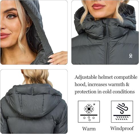 Little Donkey Andy Women's Hooded Puffer Jacket Full-Zip Winter Lightweight Windproof Warm Quilted Coat with Pockets in Saudi Arabia