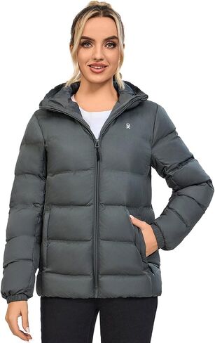 Little Donkey Andy Women's Hooded Puffer Jacket Full-Zip Winter Lightweight Windproof Warm Quilted Coat with Pockets in Saudi Arabia