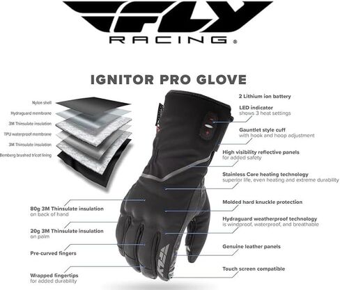 Fly Racing Ignitor Pro Heated Winter & Cold Weather Gloves - Windproof, Waterproof, Insulated Gloves in Saudi Arabia