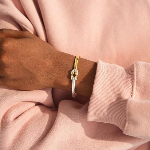Turandoss Gold Knot Bangle Bracelets for Women - Dainty 18K Gold Plated Cuff Bangle Bracelets for Women Trendy Personalized Open Love Knot Bracelet Adjustable Cuff Bracelet Birthday Jewelry Gifts in Saudi Arabia