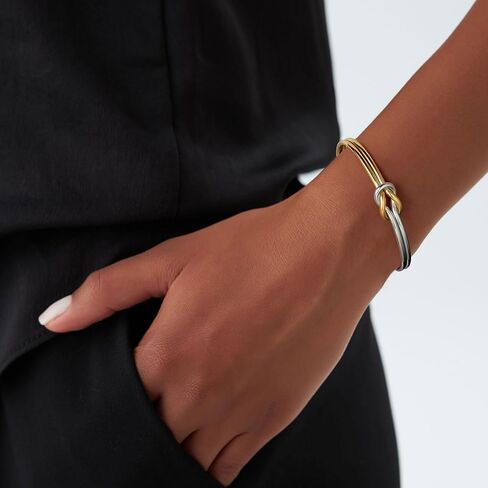 Turandoss Gold Knot Bangle Bracelets for Women - Dainty 18K Gold Plated Cuff Bangle Bracelets for Women Trendy Personalized Open Love Knot Bracelet Adjustable Cuff Bracelet Birthday Jewelry Gifts in Saudi Arabia