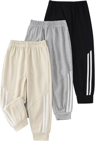 Boys Pants 3 Piece Elastic Waist Sweatpants Kids Joggers Athletic Pants Activewear Clothes for 3-12Years in Saudi Arabia