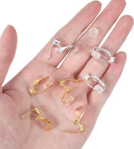 10PCS Clip on Earring Converter, Earring Converters Pierced to Clip with 6 Silicone Pads for Non-Pierced Ears, (Silver & Gold) in Saudi Arabia
