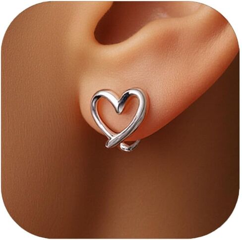 Gold Clip on Earrings for Women Hypoallergenic -14K Gold Plated Heart Clip-on Hoop Earings Set Fake Non Pierced Ears Jewelry Trendy in Saudi Arabia