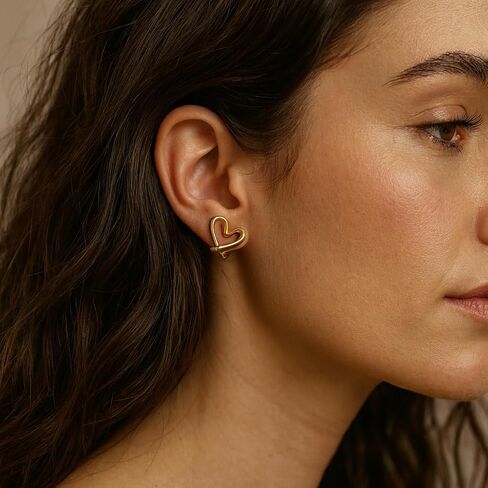 Gold Clip on Earrings for Women Hypoallergenic -14K Gold Plated Heart Clip-on Hoop Earings Set Fake Non Pierced Ears Jewelry Trendy in Saudi Arabia