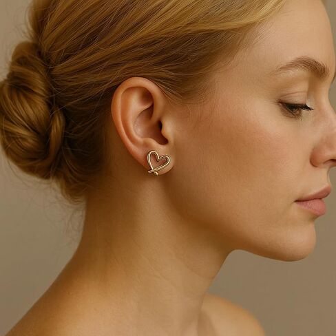 Gold Clip on Earrings for Women Hypoallergenic -14K Gold Plated Heart Clip-on Hoop Earings Set Fake Non Pierced Ears Jewelry Trendy in Saudi Arabia