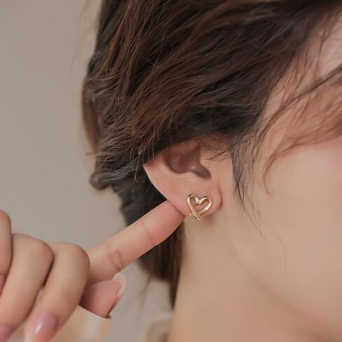 Gold Clip on Earrings for Women Hypoallergenic -14K Gold Plated Heart Clip-on Hoop Earings Set Fake Non Pierced Ears Jewelry Trendy in Saudi Arabia