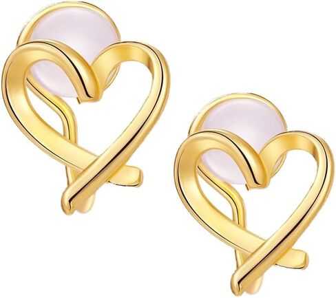 Gold Clip on Earrings for Women Hypoallergenic -14K Gold Plated Heart Clip-on Hoop Earings Set Fake Non Pierced Ears Jewelry Trendy in Saudi Arabia