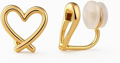 Gold Clip on Earrings for Women Hypoallergenic -14K Gold Plated Heart Clip-on Hoop Earings Set Fake Non Pierced Ears Jewelry Trendy in Saudi Arabia