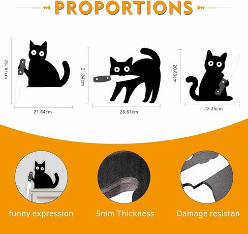 3PCS Funny Black Cat Wall Decor, Wooden Spooky Black Cat Door Topper Set, Halloween Wall Decor with Posing Cats, Funny Art for Entryway, Unique for Cats Lovers in Saudi Arabia