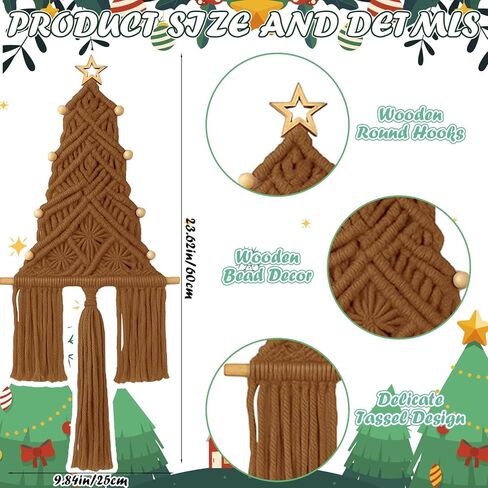HunnmingRe Neutral Christmas Tree 3 Set Macrame Christmas Wall Decoration Hanging Ornaments Boho Wall Decor for Party Supplies in Saudi Arabia