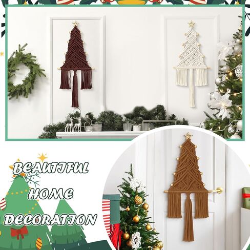 HunnmingRe Neutral Christmas Tree 3 Set Macrame Christmas Wall Decoration Hanging Ornaments Boho Wall Decor for Party Supplies in Saudi Arabia