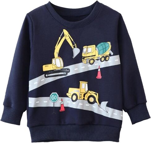 Boys Sweatshirts Truck Construction Pullover Crew Neck Long Sleeve Tops for 3-8 Years in Saudi Arabia