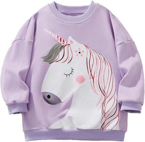 Girls Unicorn Graphic Crewneck Sweatshirt Casual Long Sleeve Top for Spring Fall Winter for 3-8 Years in Saudi Arabia
