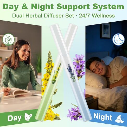 Herbal Diffuser Pen, 2 Pack Mullein & Melatonin Diffuser Pen, Night & Day Relax Duo Set for Fresh Breath & Calm Sleep Support, Total 1200 Uses in Kuwait
