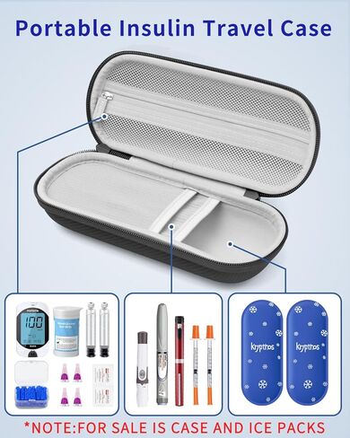 Krypthos Insulin Cooler Travel Case, Diabetes Travel Bag with 2 TSA Approved Ice Packs, Portable Medication Organizer for Diabetic Insulin Pens, Vials & Syringes for Travel & Daily Use (Black) in Saudi Arabia