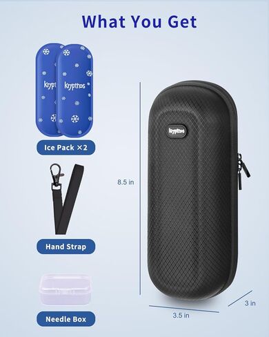 Krypthos Insulin Cooler Travel Case, Diabetes Travel Bag with 2 TSA Approved Ice Packs, Portable Medication Organizer for Diabetic Insulin Pens, Vials & Syringes for Travel & Daily Use (Black) in Saudi Arabia