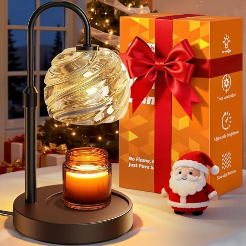 Candle Warmer Lamp with Timer Dimmer, Electric Candle Warmer with Adjustable Height for Home Decor, Christmas Birthday Gifts for Women Men Mom, Wax Melter for All Jar Sizes, 2Bulbs,Black in Saudi Arabia