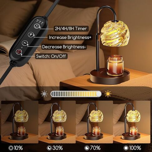 Candle Warmer Lamp with Timer Dimmer, Electric Candle Warmer with Adjustable Height for Home Decor, Christmas Birthday Gifts for Women Men Mom, Wax Melter for All Jar Sizes, 2Bulbs,Black in Saudi Arabia