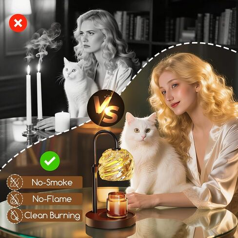 Candle Warmer Lamp with Timer Dimmer, Electric Candle Warmer with Adjustable Height for Home Decor, Christmas Birthday Gifts for Women Men Mom, Wax Melter for All Jar Sizes, 2Bulbs,Black in Saudi Arabia