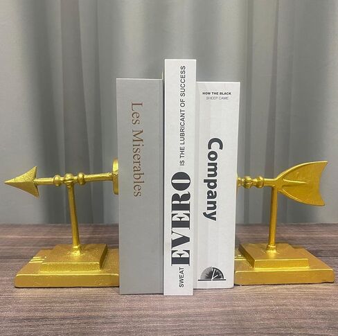 Artgenius Industrial Black Arrow Bookends,Decorative Bookends for Hearvy Books,Bronze Metal Bookends for Shelf/Home Office (Black) in Saudi Arabia