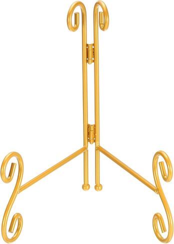 uxcell 10 Inch Plate Stand for Display, Iron Decorative Plate Holders Folding Display Stand Easel for Books, Platter, Photo Picture Frame, Tabletop Art, Gold Tone in Saudi Arabia