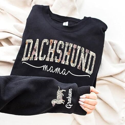 Custom Dachshund Mom Sweatshirt – Cute Doxie Lover Sweater, Gift Idea for Sausage Dog Owners, Cozy Outfit for Her, Personalized Dachshund Mama Apparel for Pet Enthusiasts in Saudi Arabia