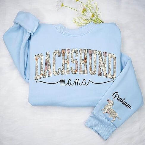 Custom Dachshund Mom Sweatshirt – Cute Doxie Lover Sweater, Gift Idea for Sausage Dog Owners, Cozy Outfit for Her, Personalized Dachshund Mama Apparel for Pet Enthusiasts in Saudi Arabia