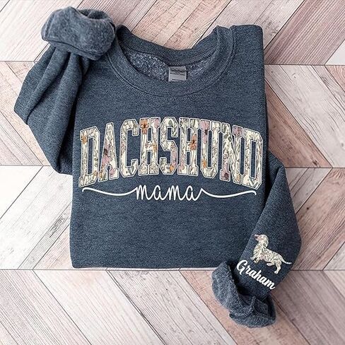 Custom Dachshund Mom Sweatshirt – Cute Doxie Lover Sweater, Gift Idea for Sausage Dog Owners, Cozy Outfit for Her, Personalized Dachshund Mama Apparel for Pet Enthusiasts in Saudi Arabia