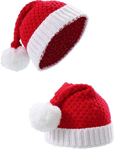 Sumind 2 Pieces Santa Hat Christmas Red and Green Knitted Christmas Caps Winter Hat Xmas Hats in Saudi Arabia