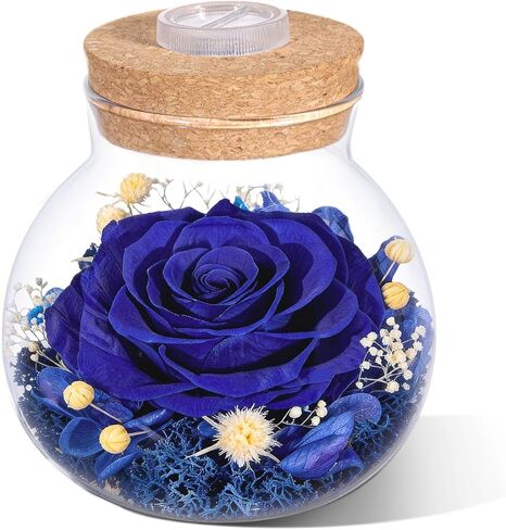 Gifts for Women Birthday Gifts for Mom Preserved Purple Rose Eternal Forever Flower in Glass Wishing Bottle with LED Light Flowers for Delivery Prime for Grandma Wife Sister Friend from Daughter in Saudi Arabia