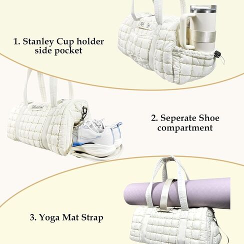 Gym Bag with Shoe Compartment and Yoga mat holder, Duffle Bag with Wet Pocket and Cup holder 40 oz, Weekender Bag, Carry On Overnight Bag for Women with Toiletry Bag (Black) in Saudi Arabia