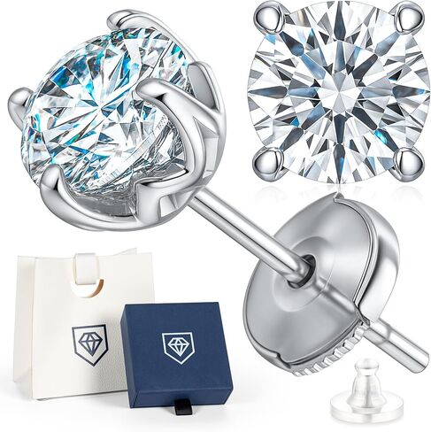 Moissanite Stud Earrings | 1 Carat | Diamond Stud Earrings | Sterling Silver Hypoallergenic Nickel-Free | Moissanite Jewelry Gift | Silver Stud Earrings | Faux Diamond Earrings in Saudi Arabia