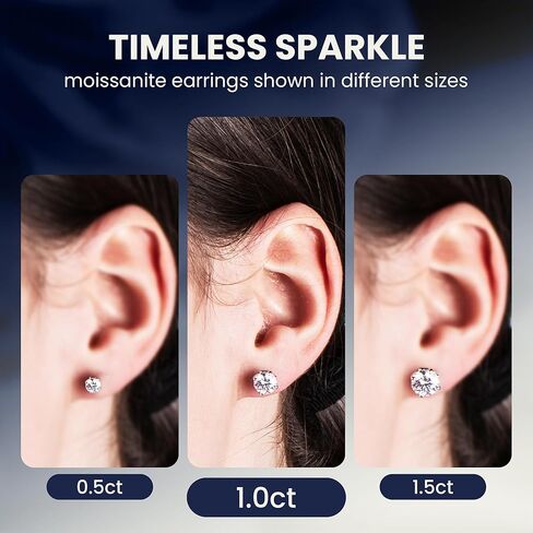 Moissanite Stud Earrings | 1 Carat | Diamond Stud Earrings | Sterling Silver Hypoallergenic Nickel-Free | Moissanite Jewelry Gift | Silver Stud Earrings | Faux Diamond Earrings in Saudi Arabia
