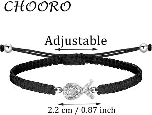 CHOORO White Lung Cancer Ribbon Awareness White Ribbon Charm Adjustable Bracelet Lung Cancer Survivor Gift in Saudi Arabia