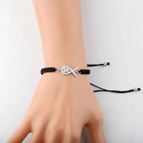 CHOORO White Lung Cancer Ribbon Awareness White Ribbon Charm Adjustable Bracelet Lung Cancer Survivor Gift in Saudi Arabia