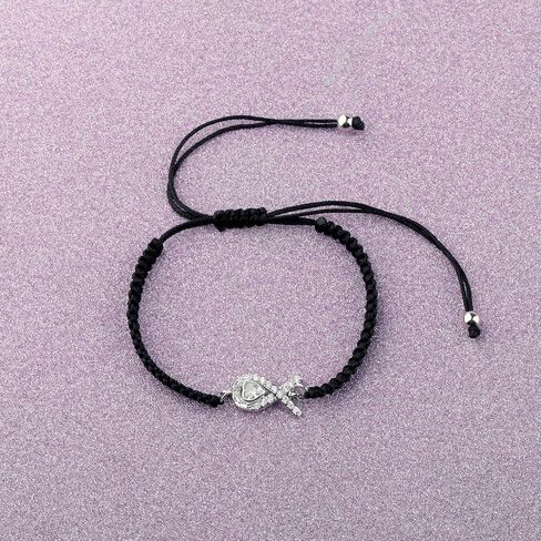 CHOORO White Lung Cancer Ribbon Awareness White Ribbon Charm Adjustable Bracelet Lung Cancer Survivor Gift in Saudi Arabia