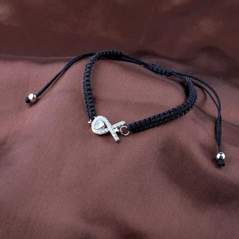 CHOORO White Lung Cancer Ribbon Awareness White Ribbon Charm Adjustable Bracelet Lung Cancer Survivor Gift in Saudi Arabia