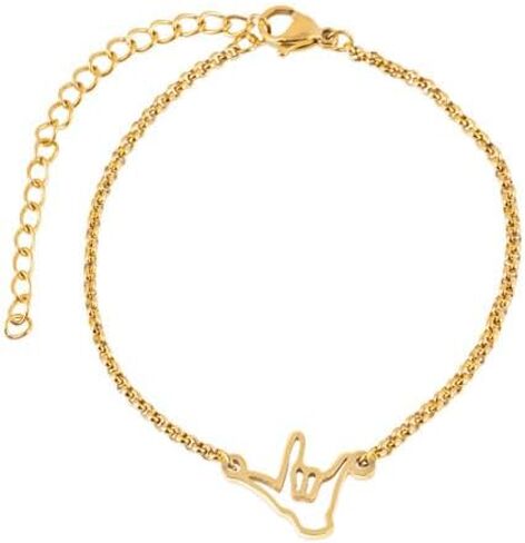 ASL Bracelet| American Sign Language I Love You Hand Sign Pendant | Jewelry for Unisex Deaf Community Meaningful | Gifts for Interpreters and Deaf Students in Saudi Arabia