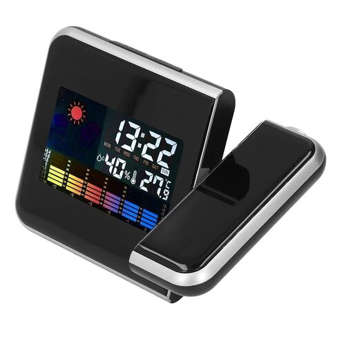 Keenso Projection Weather Station Clock Color LCD Display LED Backlight Snooze Function for Bedroom Office Plastic 4.5" X 6" (Black Without Wiring) in Saudi Arabia