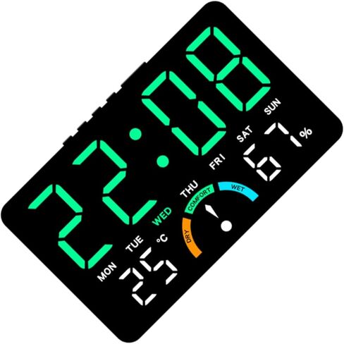 Precision Clock with Temperature Humidity Sensors with Desk Wall Mount Design, Weekday, Indicates and Comfort Levels, Modern Hygrometer Clock for Home in Saudi Arabia