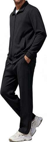 Men's 2 Piece Sweatsuit Casual Athletic Tracksuit Jogging Set with Full Zip Jacket and Jogger Pants Fashion Outfit in Saudi Arabia