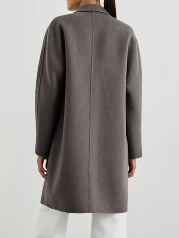 Tankaneo Womens Pea Coat Notched Lapel Single Breasted Long Jacket Winter Casual Trench Coat Outerwear in Saudi Arabia