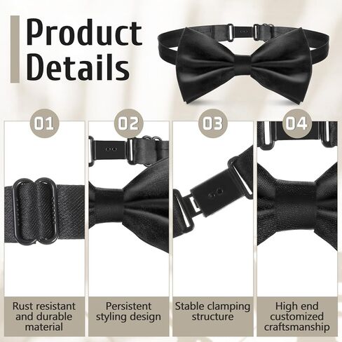 40 Pcs Bow Ties for Men Bulk, Black Pre-Tied Bow Ties, Tuxedo Bowtie Set with Adjustable Neck Band for Men Costume Wedding Party in Saudi Arabia