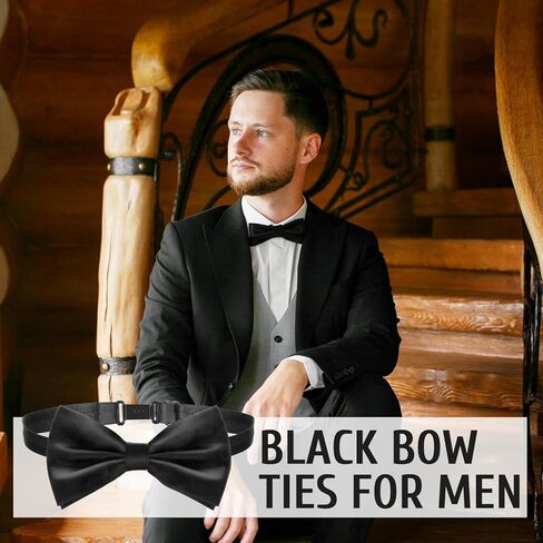 40 Pcs Bow Ties for Men Bulk, Black Pre-Tied Bow Ties, Tuxedo Bowtie Set with Adjustable Neck Band for Men Costume Wedding Party in Saudi Arabia