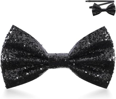 Thinp Sequin Bow Tie, Glitter Bow Tie Black Bowtie Pre-Tied Bows Ties for Men Rhinestone Sparkly Bowtie for Mens Xmas Wedding Banquet Carnival Party (Black) in Saudi Arabia